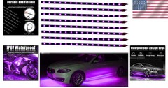 Vibrant 30cm 12V Purple LED Strip Lights – 8PCS Flexible & Waterproof for Cars