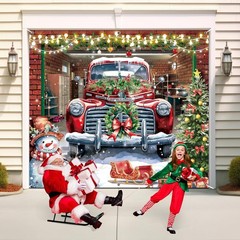 Christmas Garage Door Banner Cover Decorations,7 x 8 Ft Red Truck 7′ x 8′