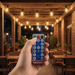 60FT Patio Waterproof Solar Outdoor String Lights Remote Control 16 ST38 Bulbs