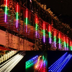 12in/20in 192/384 LED Lights Meteor Shower Rain 8Tube Xmas Tree Outdoor Light