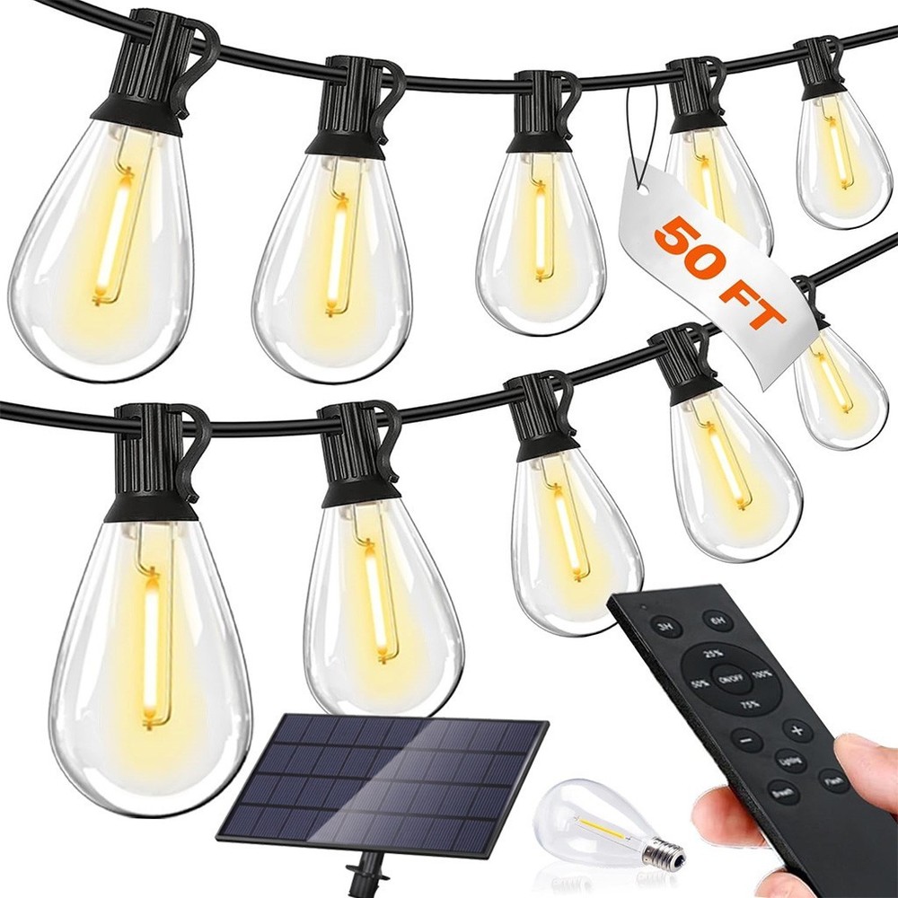 100FT Solar String Lights S14 Shatterproof Waterproof for Patio Garden Outdoor