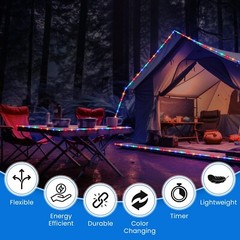 33ft LED Rope Light, 16 Dynamic Color-Changing Modes, 7 Primary Colors w/Control