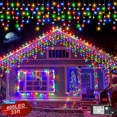 98FT 1216 LED Icicle Lights for Outside, 8 Modes 228 Drops, Cool White | Icicle