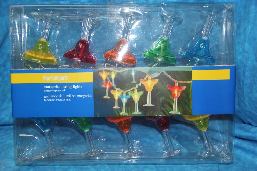 Colorful Margarita Glass Party Indoor/Outdoor String Lights Battery Operated