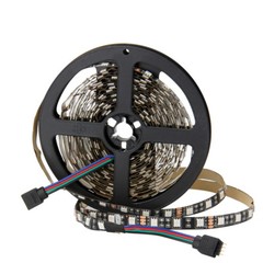 RGB 300LEDs 5050 5M Black PCB LED Strip Light Non-Waterproof+20Keys Music Remote