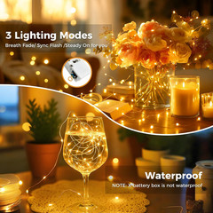 6 Pack Yellow Fairy Lights Battery Operated with Timer, 20 LED 3 Modes