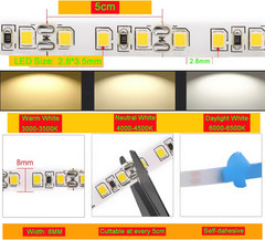 LED Strip Light 110-130V 16.4Ft SMD 2835 Non-Waterproof Neutral White 4000K | Di