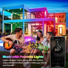 100Ft Outdoor RGB LED Strip Lights IP68 Waterproof Music Sync w/ App Remote