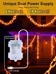 10.5 Ft Halloween Chain String Lights 175 LED Orange Plastic Indoor Outdoor D…