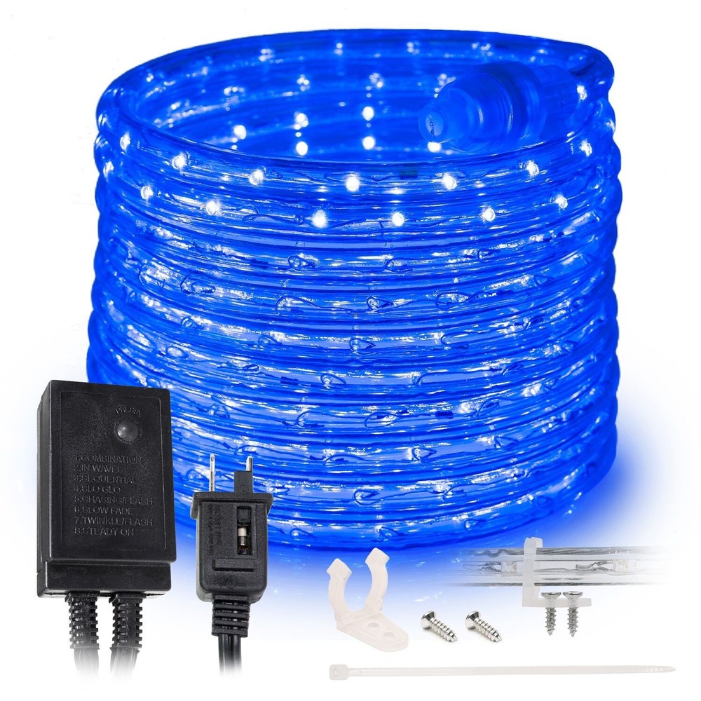 1/2″ Blue LED Rope 10ft Thick Flexible Christmas Outdoor Lighting Regular/Mode