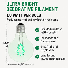 Festive Living LED Decorative Filament Bulb G80 Globe E26 Base 1W Clear Glass