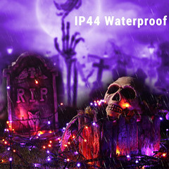 Purple & Orange Halloween Lights Outdoor, 98.42 Ft, 300 LED | Indoor String Ligh