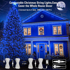 Blue Christmas String Lights Indoor Outdoor, 66Ft 200 LED Blue String Lights Cle