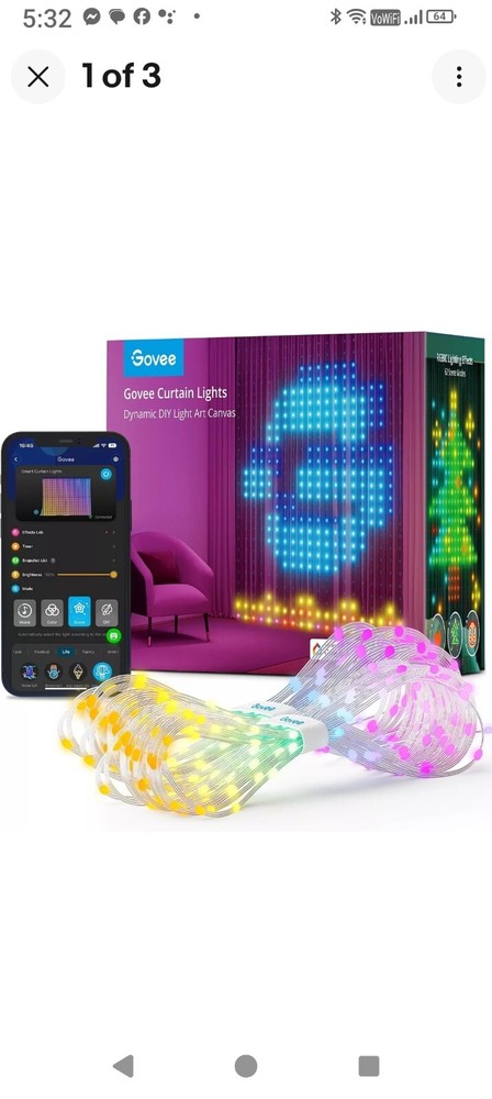 Govee H70B1 RGBIC Curtain Lights – Multicolor