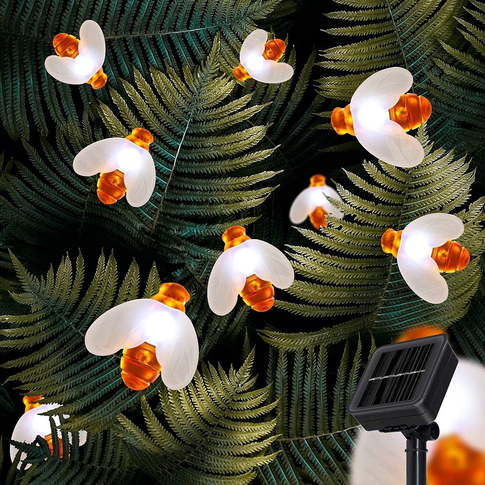 50 LED Solar Powered Bee String Lights Outdoor Yard Garden Decor Waterproof Lamp