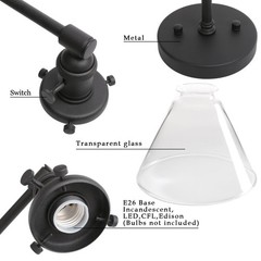 Phansthy Black Industrial Wall Sconce Light Single Light Wall Lamp 7.3 Inches