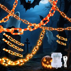 10.5 Ft Halloween Chain String Lights 175 LED Orange Plastic Indoor Outdoor D…