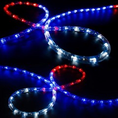 USA Exterior Accent LED Rope Lights, Waterproof, Connectable, 10′ 25′ 50′ 100’ft