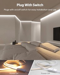 120V Waterproof Daylight White COB LED Rope Lights 5M 16.4FT Outdoor LED Strip