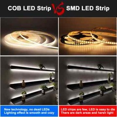 12V 24V RA90 Flexible High Bright Tape LED COB Strip 3mm 5mm 8mm 10mm Light Bar