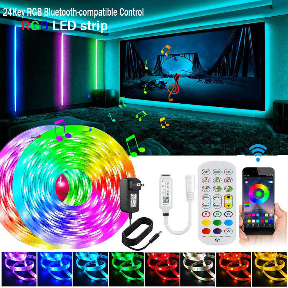 5050 RGB LED strip with Bluetooth-compatible APP controller kit 16.4 ft 32.8 ft