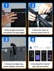 TV LED Backlight with Sensor, 14.7ft Cuttable RGB Lights That Change with TV