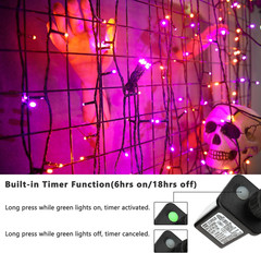 Purple & Orange Halloween Lights Outdoor, 98.42 Ft, 300 LED | Indoor String Ligh
