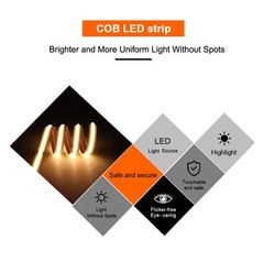 Free Cut FCOB LED Strip 24V 12V DC 8mm RA 90+ Dimmable Flexible 528LEDs