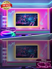 100Ft RGB LED Neon Rope Lights with App, Remote Control, IP65 Waterproof Neon Li