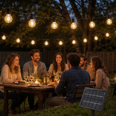 Solar String Lights 25 ft G40 Outdoor Patio Garden Christmas Warm White Remote