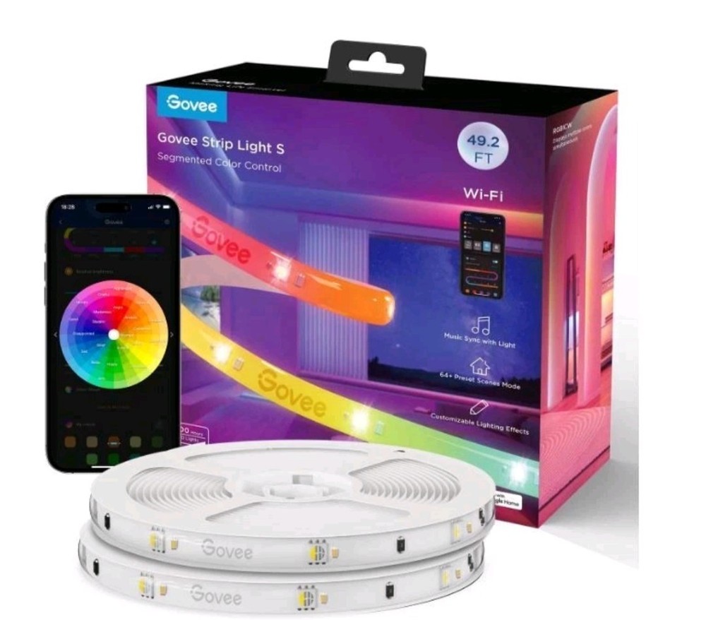 Govee 49.2 Ft Smart Plug-In Dimmable Color Changing LED Strip Light 2-Pack