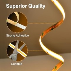 COB LED Strip Lights 65ft 24V Dimmable with Remote and App Control 3000K Warm