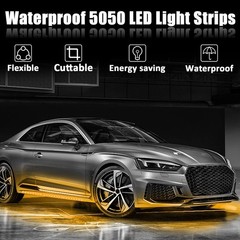 8pcs 30cm Amber LED Strip Lights for Cars, Buses & Motorcycles – Waterproof