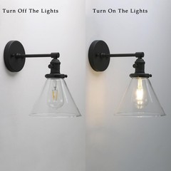 Phansthy Black Industrial Wall Sconce Light Single Light Wall Lamp 7.3 Inches