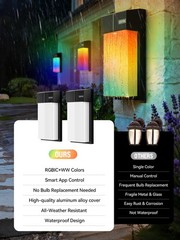 Outdoor Wall Lights 2 Pack, Smart LED RGBICWW Porch Lights Outdoor, Modern 15…