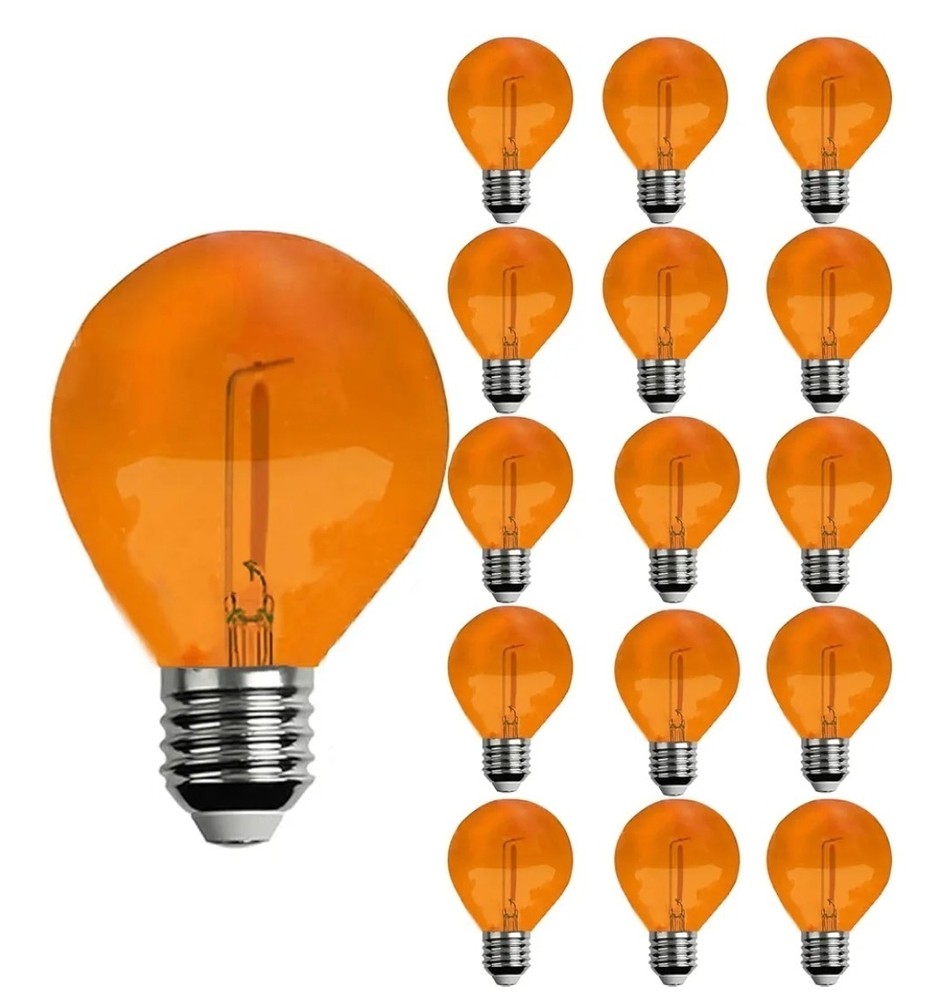 15 Pack LED G40 Plastic Filament Outdoor Globe Replacement Bulbs, Orange