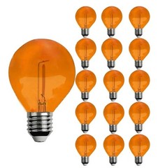 15 Pack LED G40 Plastic Filament Outdoor Globe Replacement Bulbs, Orange