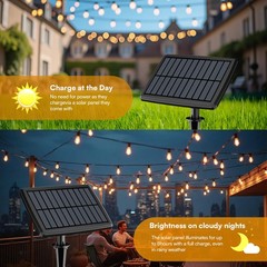 100FT Solar String Lights S14 Shatterproof Bulbs Waterproof for Patio Garden