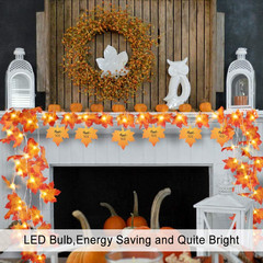50 LED 16.4Ft Thanksgiving Decorations Fall Garland String Lights with Timer, Li