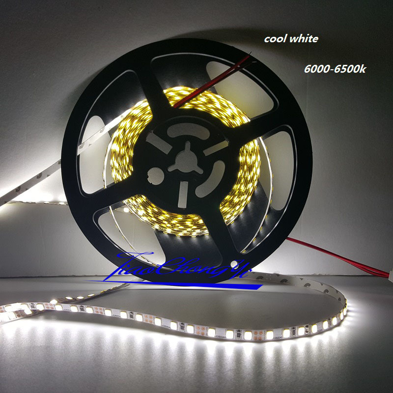 5M 2835 SMD 600Leds Cool white 6000-6500K Flexible LED Strip 12V Non-waterproof