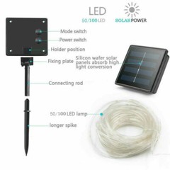 39FT 100 LED Waterproof Solar Rope Tube Lights String Light Outdoor Garden Lamp