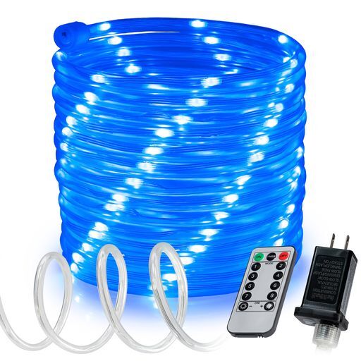 Blue 8-Mode LED Outdoor Waterproof Rope Light 10′ 20′ 25′ 50′ 100′ 150′ ft
