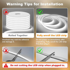 IP67 Waterproof COB LED Strip Lights AC 110V-120V Direct Plug, 100FT Super Brigh