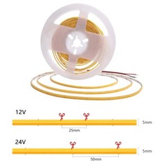 Super Thin 5mm COB LED Strip 12V 24V Flexible Dimmable LED Tape For Home Room