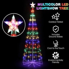6FT Multicolor LED Animated Outdoor Christmas Tree w/8 Modes for Xmas Yard Decor