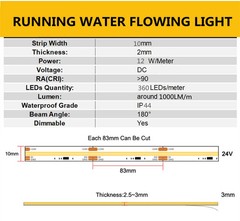 COB Running Water Flowing LED Strip Light WS2811 24V Horse Race LED 10M 20M Set