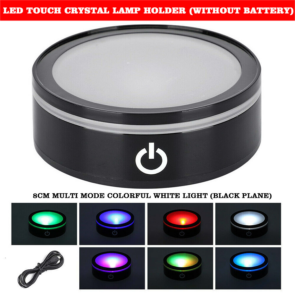 7 LED Colorful Round 3D Lasers LED Light Up Stand Lamp Base Display Home Decor
