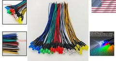 LED Lights 50pcs 5mm Red Yellow Green Blue White Diffused 12VDC Prewired