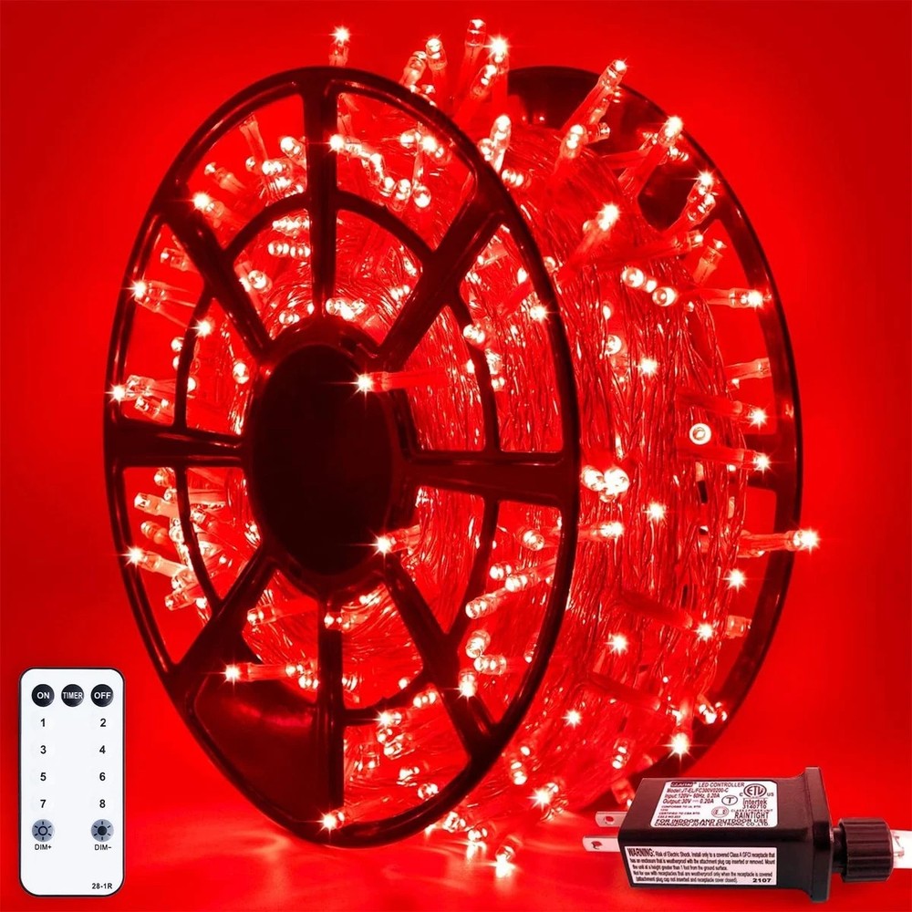 JMEXSUSS 500 LED Red Valentine Lights Indoor Outdoor, 163 FT 500 LED,