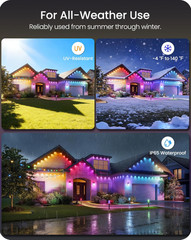 150FT Permanent Outdoor RGB & White Eave Lights 72 LEDs with APP Control IP65